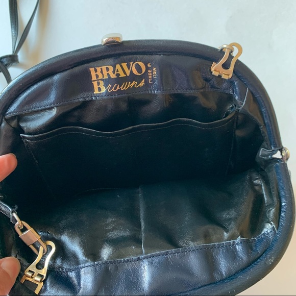 Vtg Bravo Browns Crossbody Bag Navy Blue - Picture 8 of 14